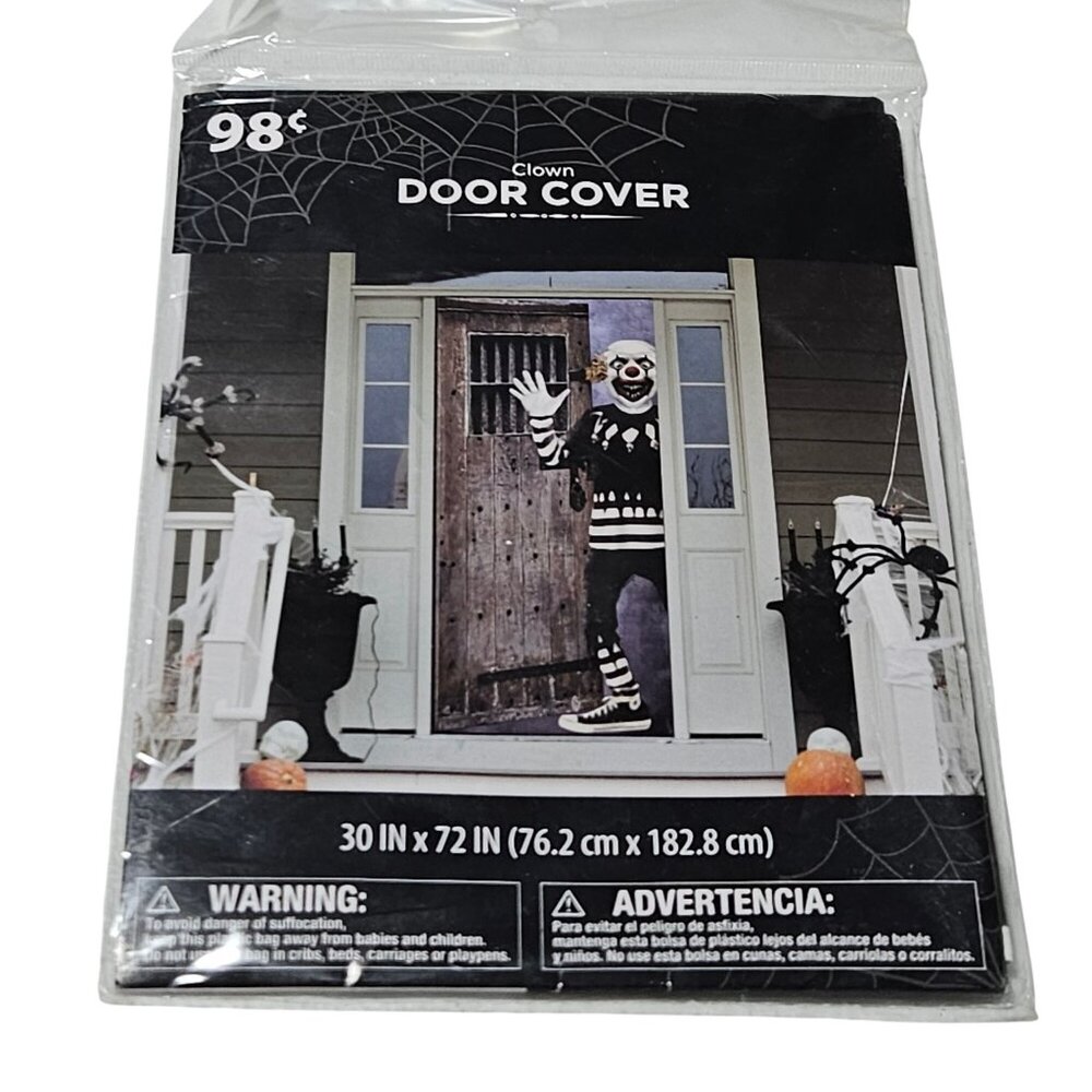 Clown Door Cover Halloween Decoration Plastic Durable Indoor Outdoor Use Scary
